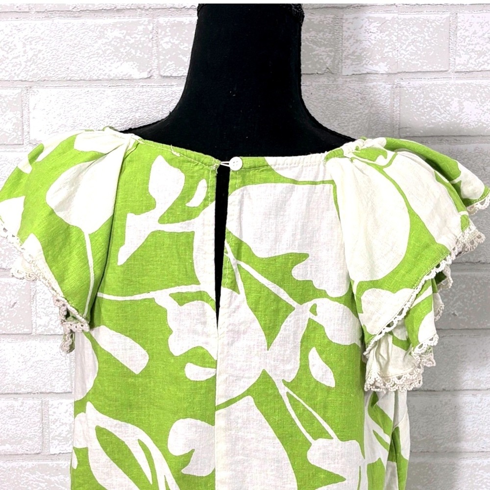 Christian Siriano Linen Blend Top Medium Tropical Coastal Resort Euro Summer‎ - Picture 5 of 12